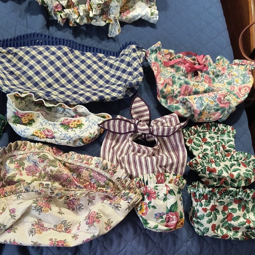 HUGE LOT Longaberger Floral and Striped Fabric Accessories